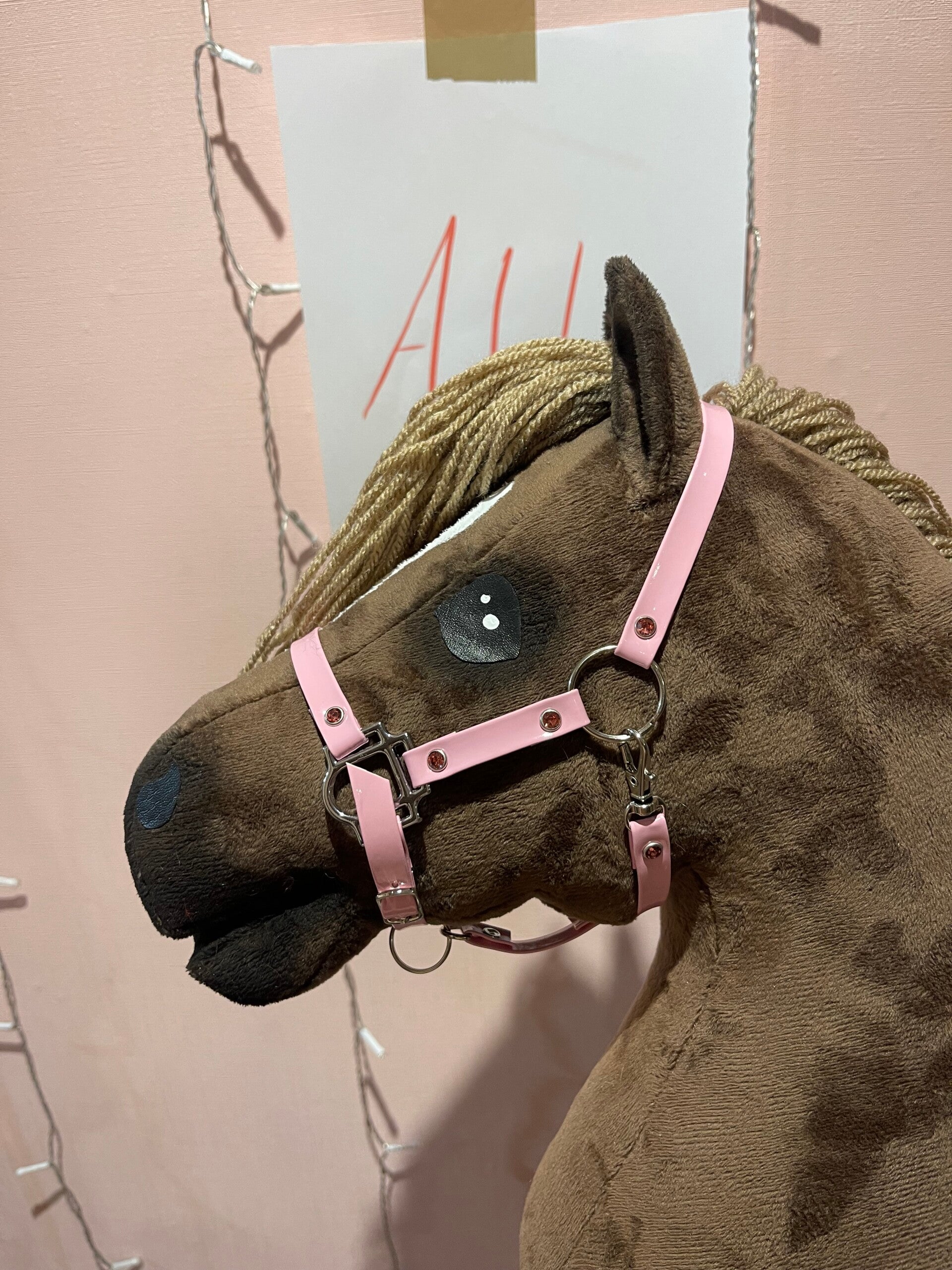 IW pink glitter leather halter size M