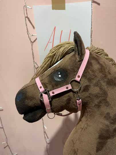 IW pink glitter leather halter size M