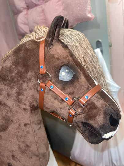 IW deep brown blue glitter leather halter size M