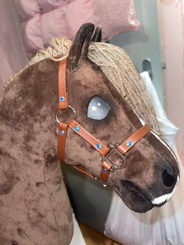 IW deep brown blue glitter leather halter size M