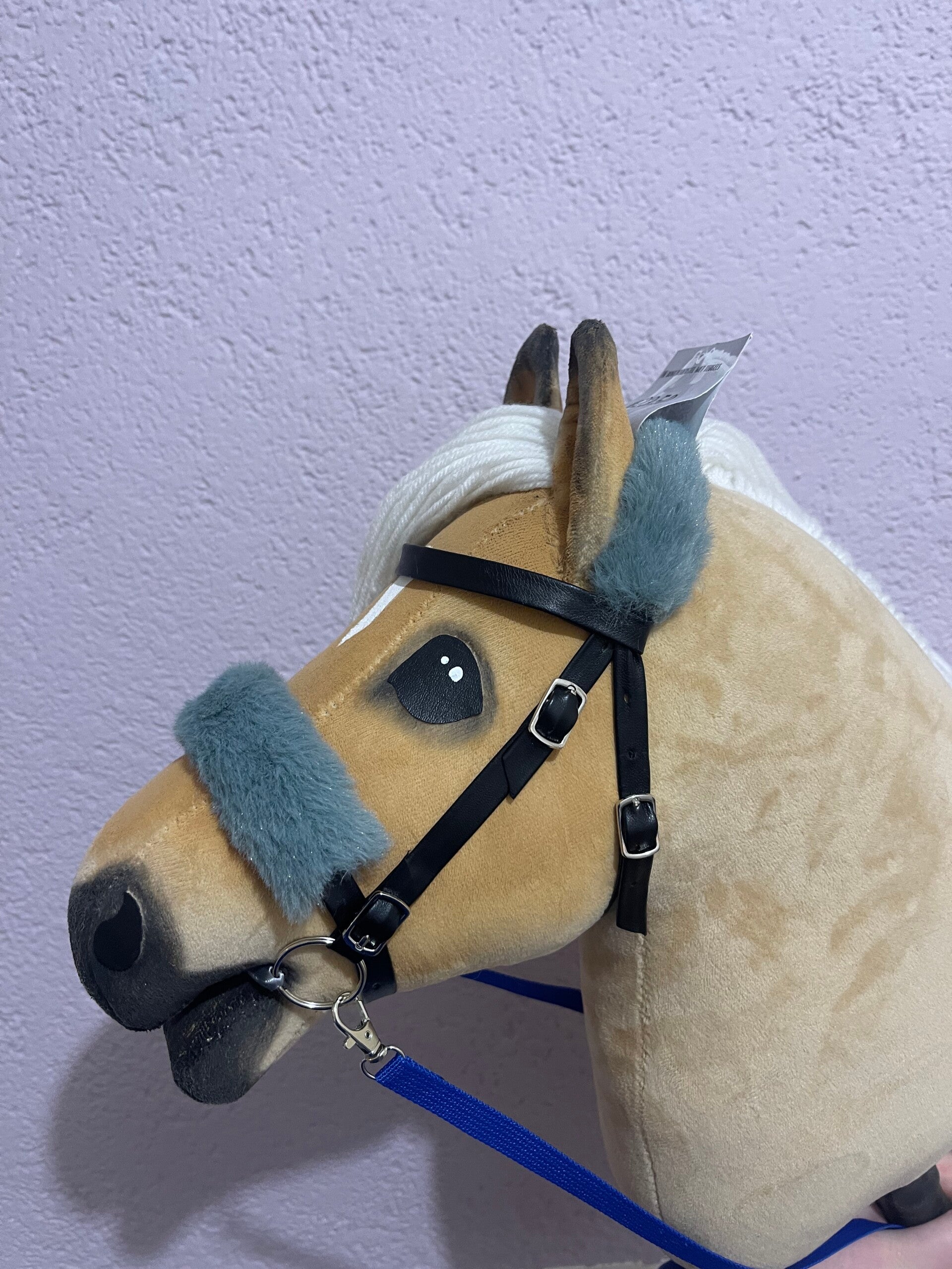 IW fur bridle- size S-M - blue glitter