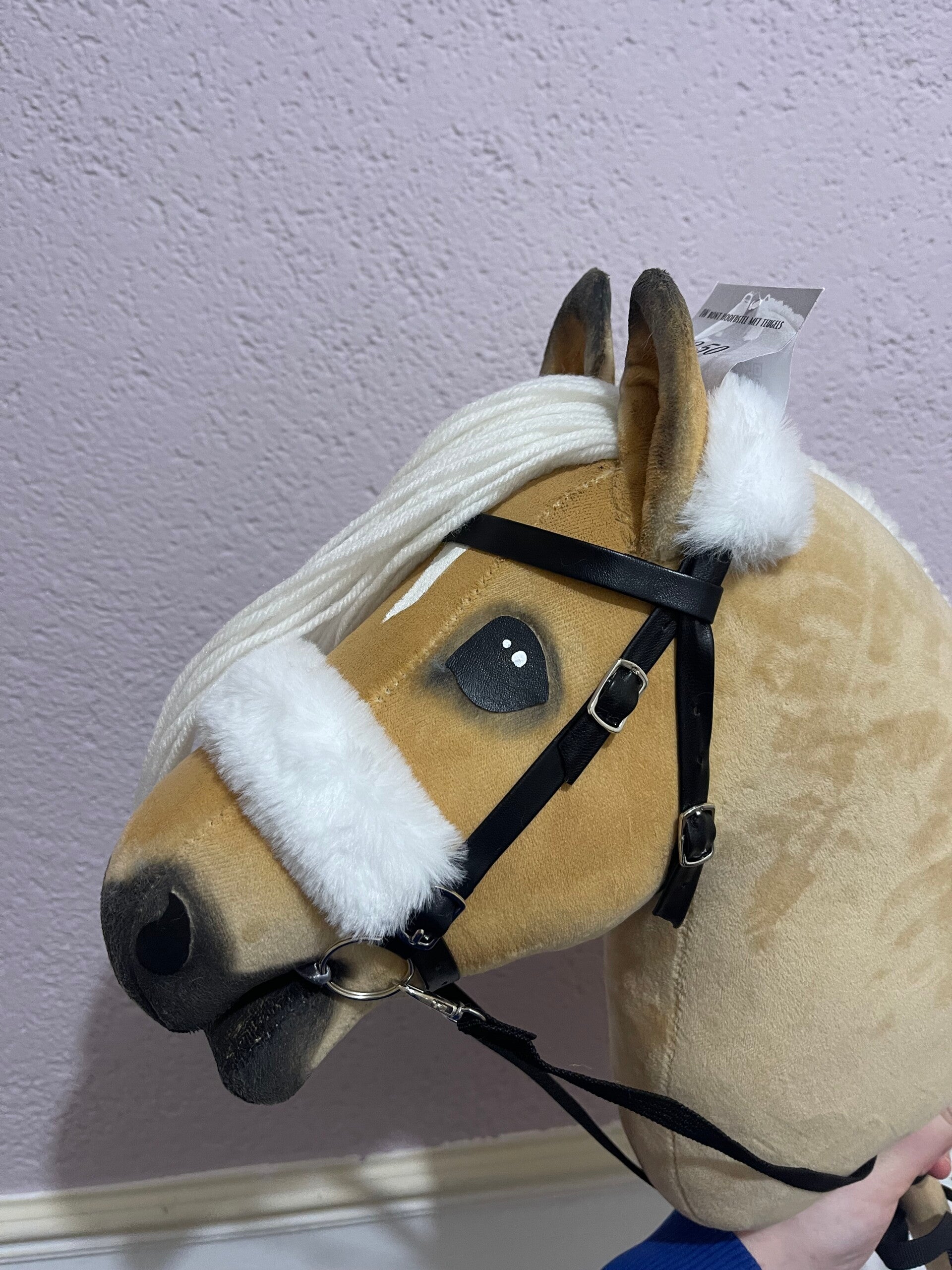 IW fur bridle- Size S-M- White fluffy