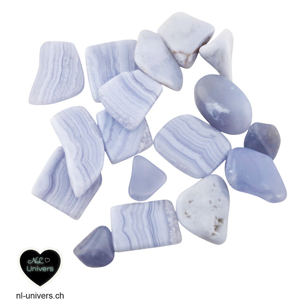 Calcédoine bleue roulée