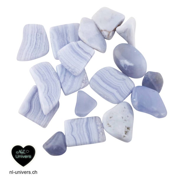 Calcédoine bleue roulée