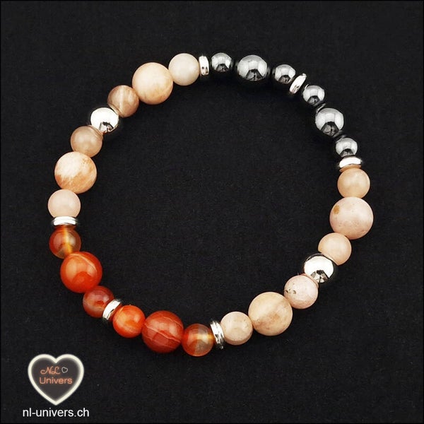 Bracelet Douleurs menstruelle - Cornaline + Hématite + Pierre de lune
