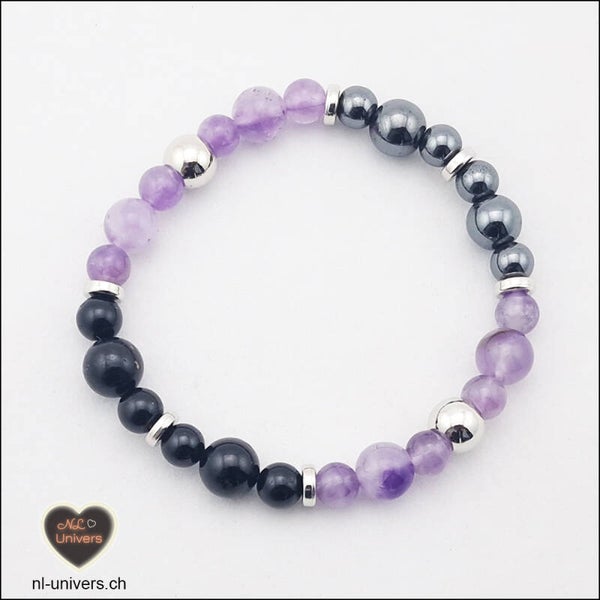 Bracelet Insomnie - Améthyste + Hématite + Tourmaline noire