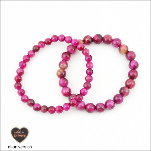 Bracelet Œil de tigre rose teinté