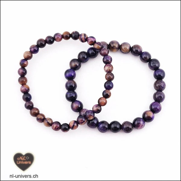 Bracelet Œil de tigre violet teinté