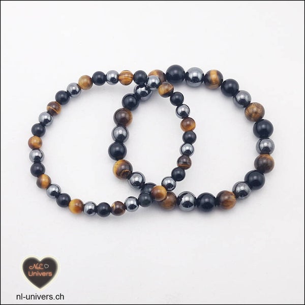 Bracelet Protection - Hématite + Obsidienne noire + Œil de Tigre