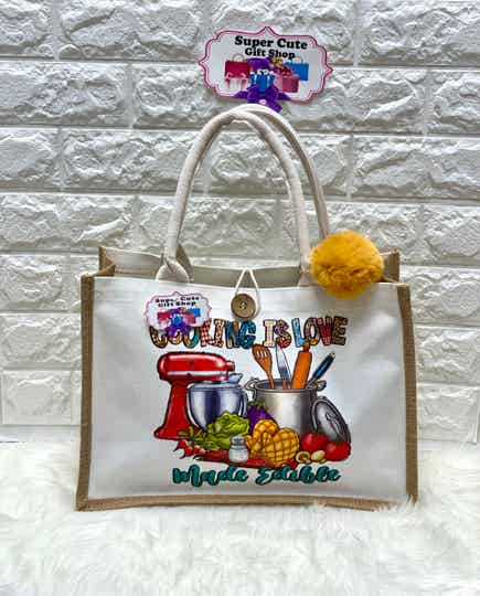 Chef Tote Bag-Yellow Pompom