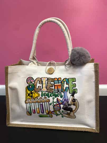 Science Teacher Tote Bag-GrayPompom