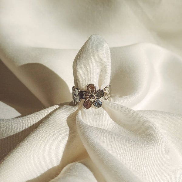 Flower ring zilver