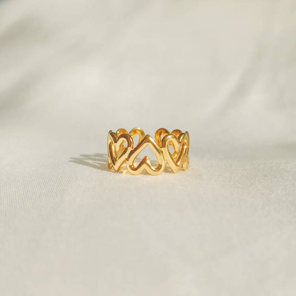 Open heart ring goud