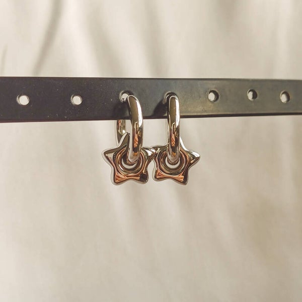 Big stars oorbellen zilver