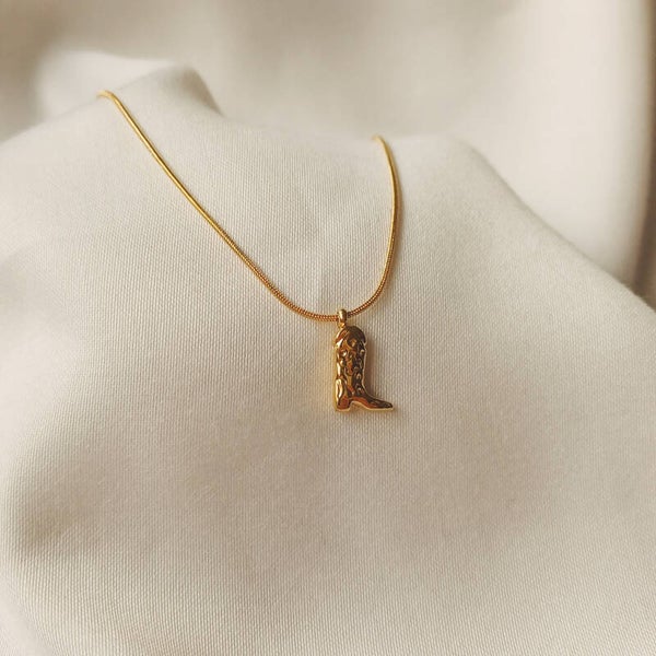 Cowboy boot ketting goud