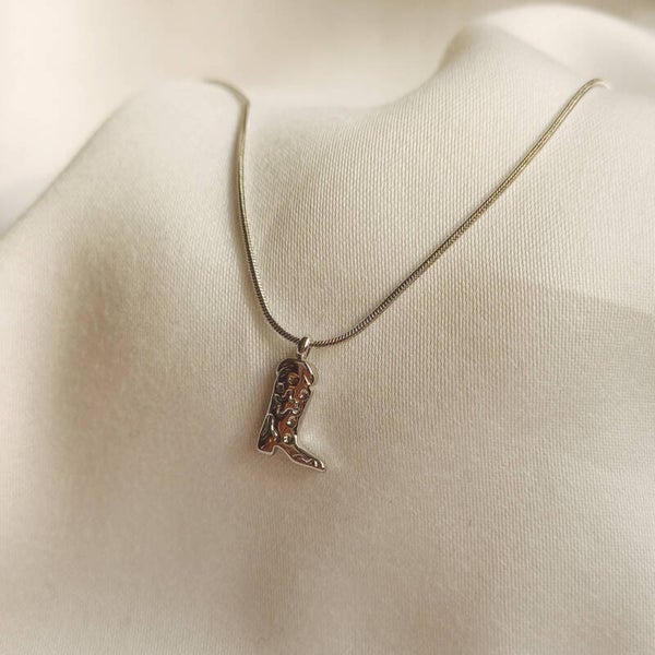 Cowboy boot ketting zilver
