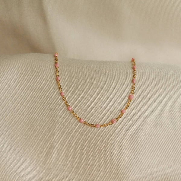 Lichtroze ball chain armband