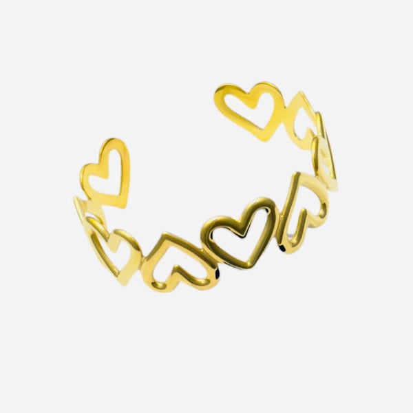 Big heart bangle goud