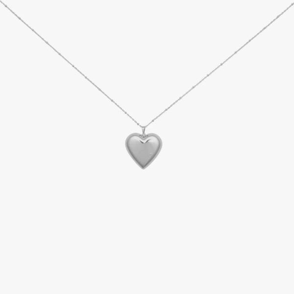 Long heart ketting zilver