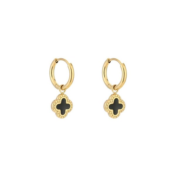 Black clover oorbellen goud