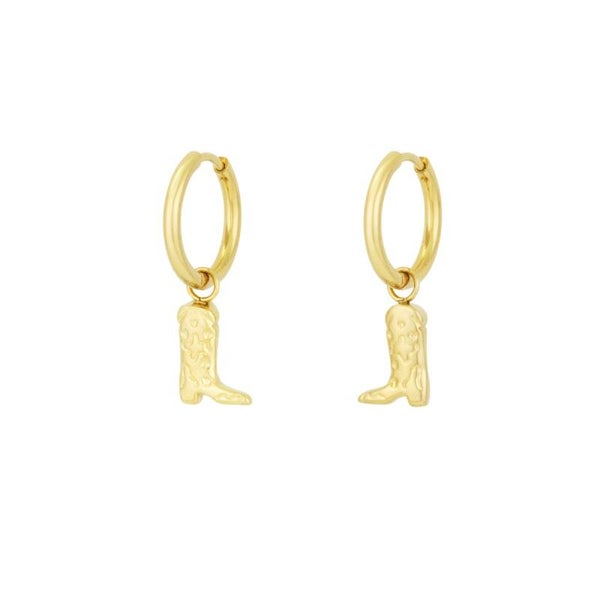 Cowboy boot oorbellen goud
