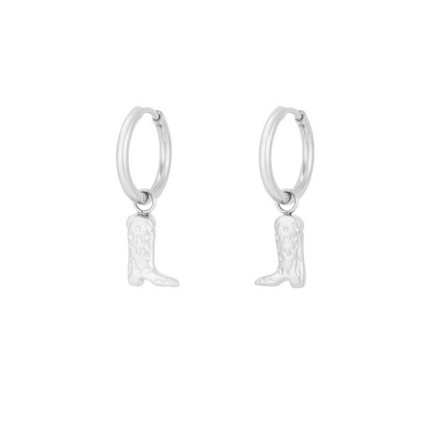 Cowboy boot oorbellen zilver