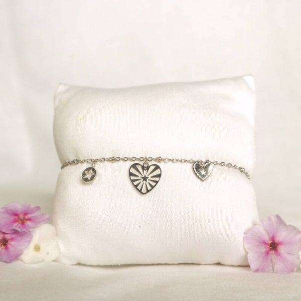 Heart coins armband zilver