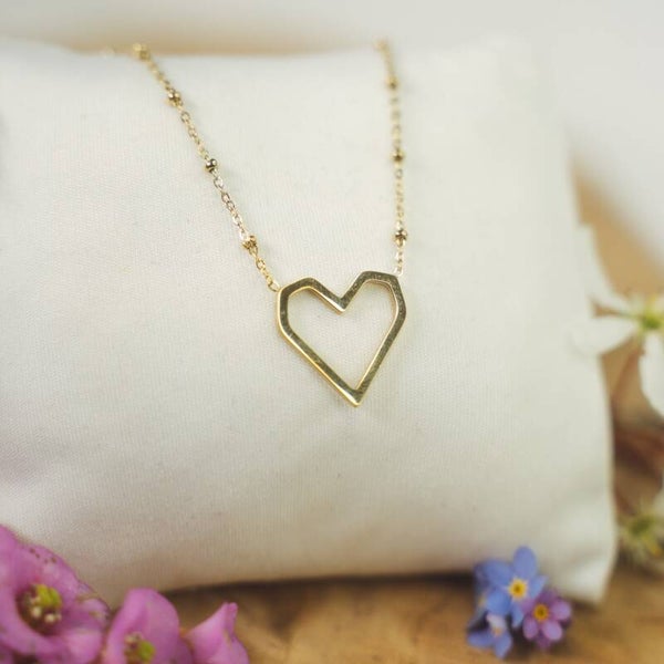Open heart ketting goud