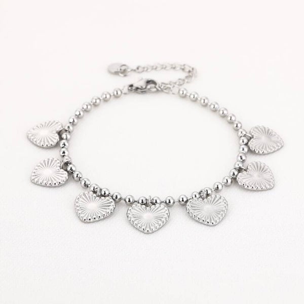 Heart charms armband zilver