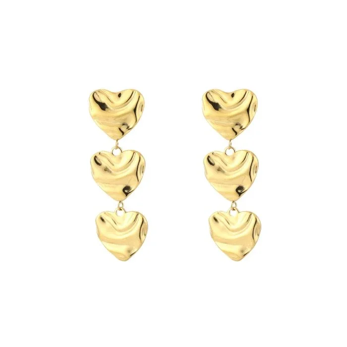 Statement heart oorbellen goud