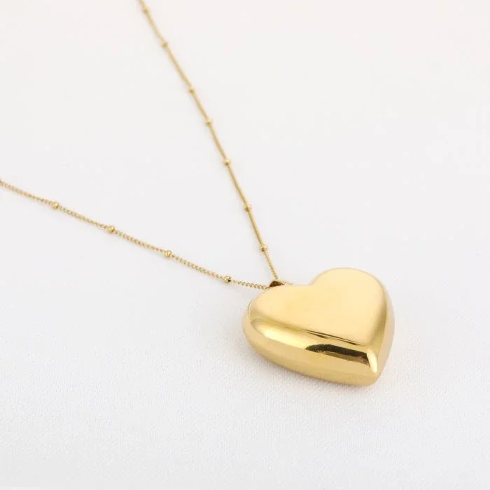Long heart ketting goud