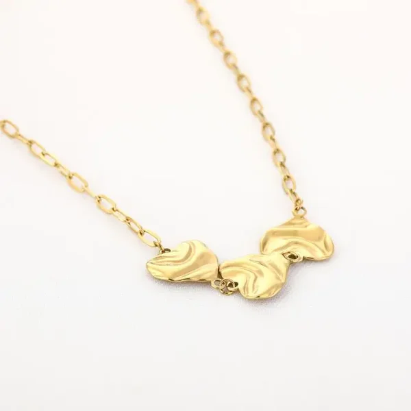 3 hearts ketting goud