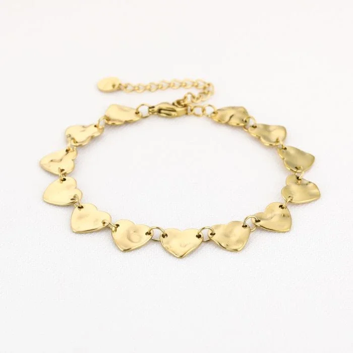 Structured heart armband goud