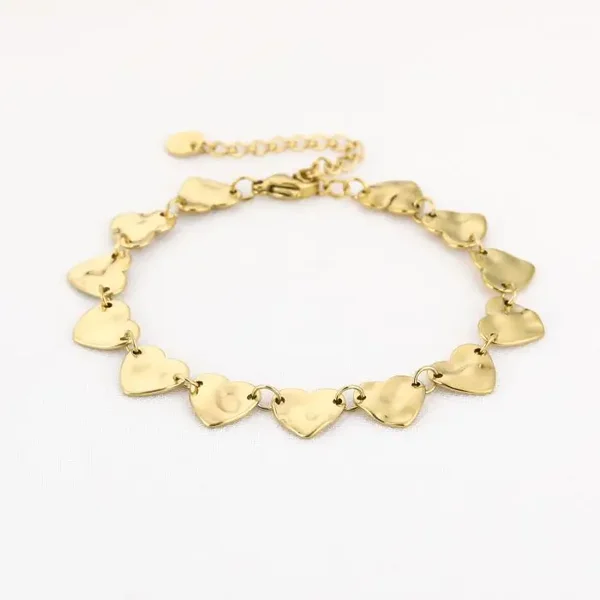 Structured heart armband goud
