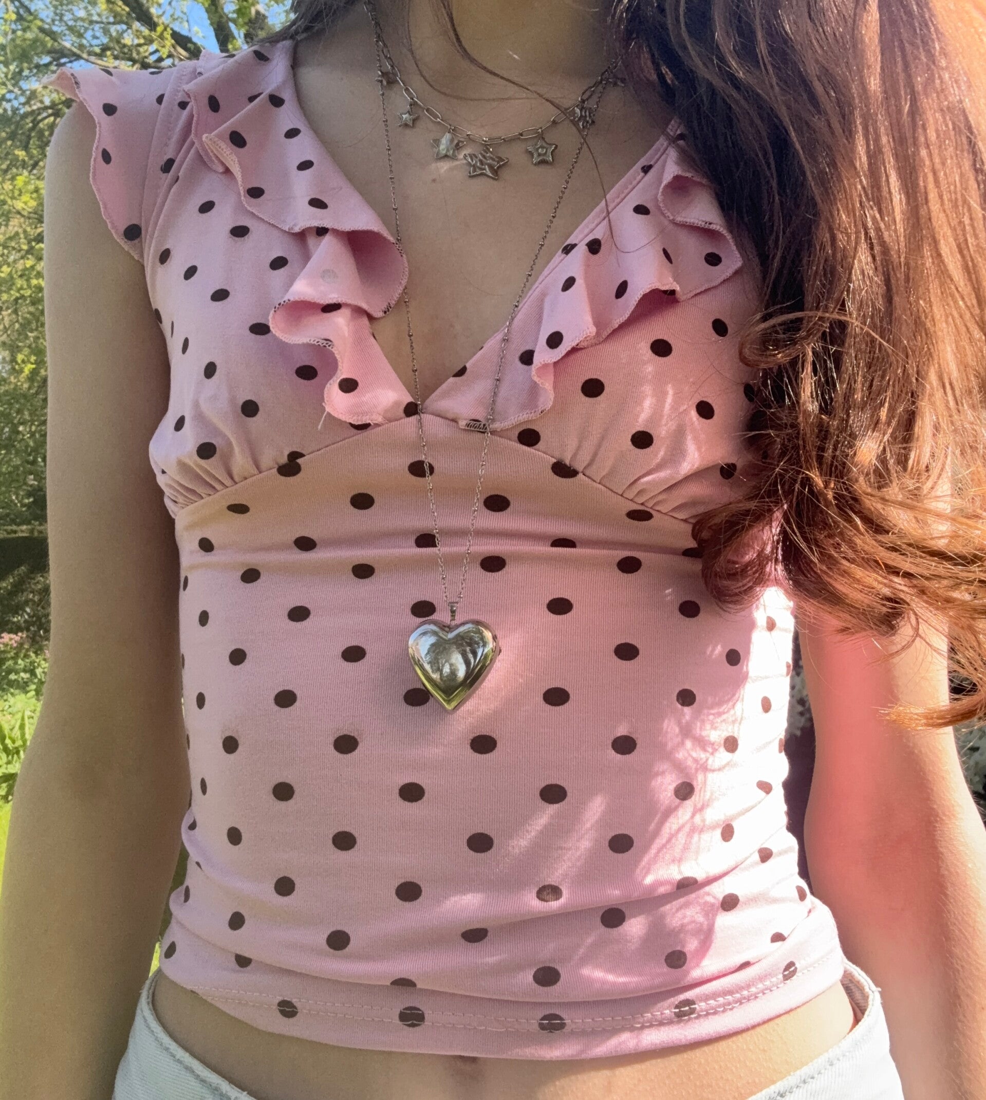 Polkadot top roze