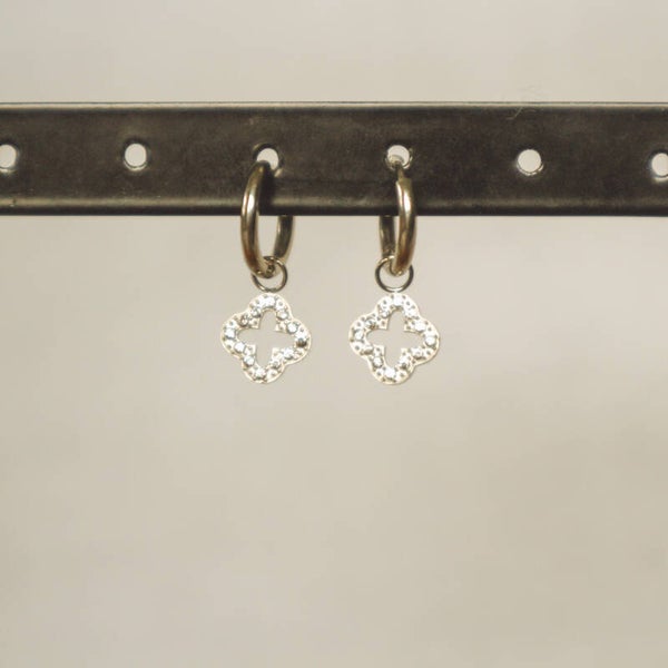 Sparkle clover oorbellen zilver