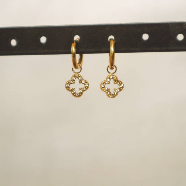 Sparkle clover oorbellen goud