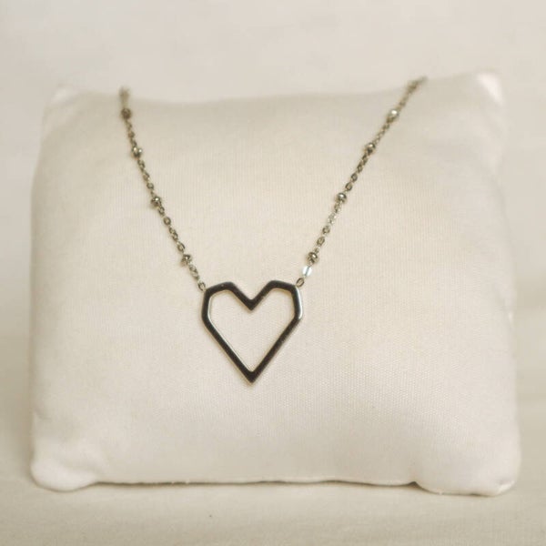 Open heart ketting zilver