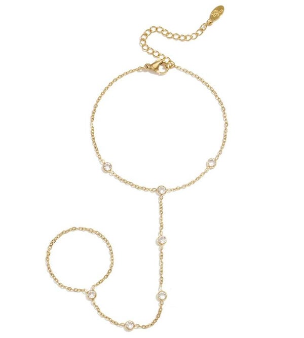 Shiny stones handchain goud