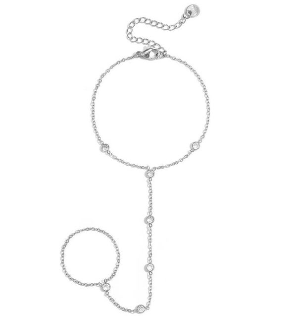 Shiny stones handchain zilver