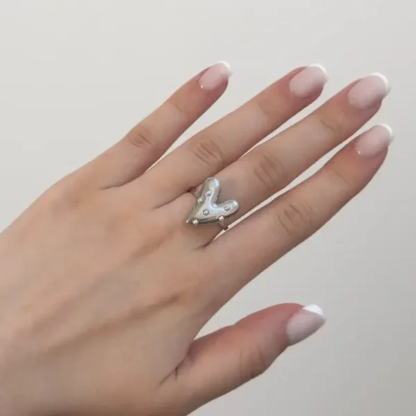 Pearl heart ring zilver