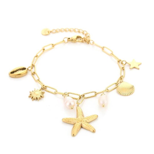Sea charms armband goud