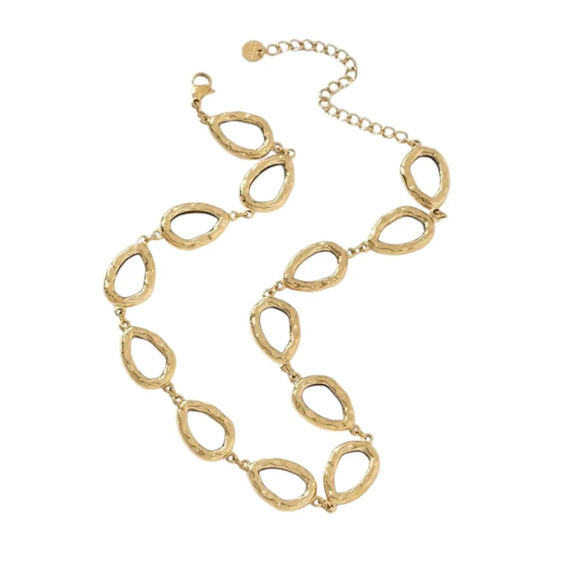 Structured oval ketting goud