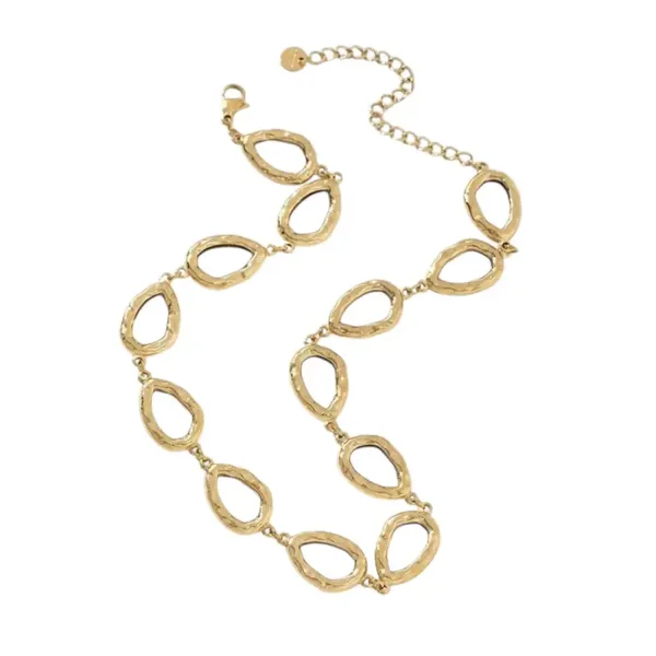 Structured oval ketting goud