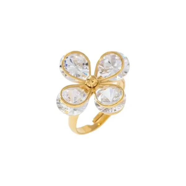 Diamant flower ring goud