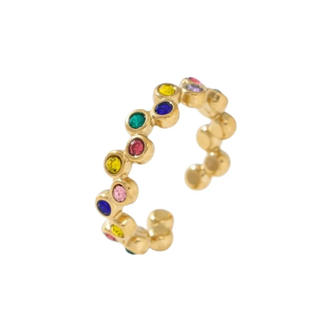 Colourful stone ring goud