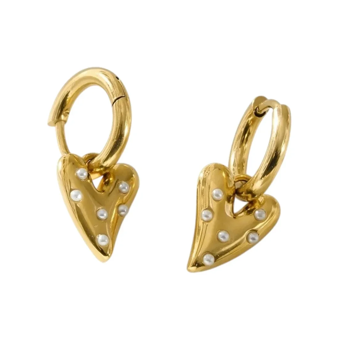 Mini pearl heart oorbellen