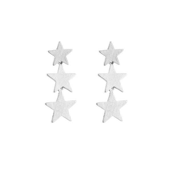 Triple stars oorbellen zilver