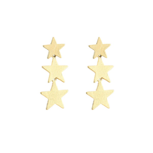 Triple stars oorbellen goud