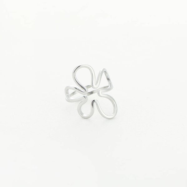 Open flower ring zilver